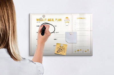 Pizarra magnética de pared con rotulador Plan de comidas para la semana