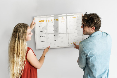 Pizarra magnética de pared con rotulador Plan de comidas para la semana