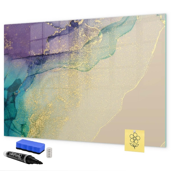 Pizarra magnética de pared con rotulador Un tablero colorido para notas y fotos.