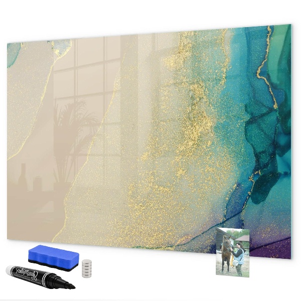 Pizarra borrable de cristal con imanes Un elegante tablero para notas y fotos.