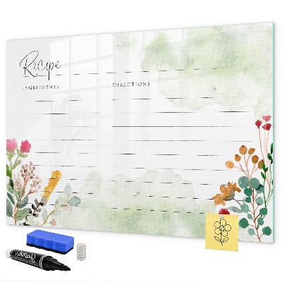 Pizarra magnética de pared con rotulador Un tablero creativo para recetas y recuerdos.