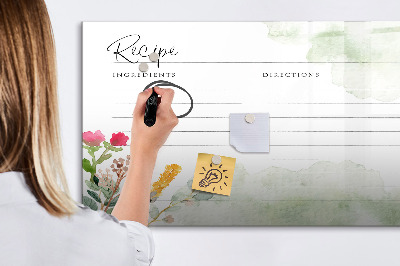Pizarra magnética de pared con rotulador Un tablero creativo para recetas y recuerdos.
