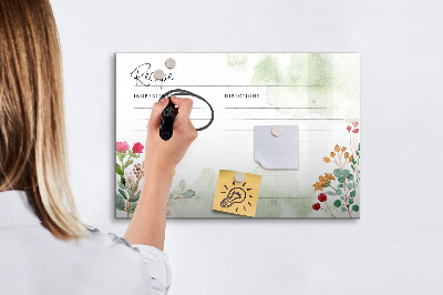 Pizarra magnética de pared con rotulador Un tablero creativo para recetas y recuerdos.