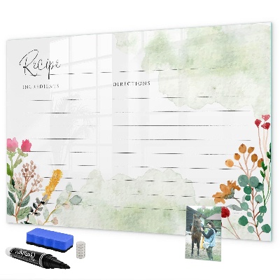 Pizarra magnética de pared con rotulador Un tablero creativo para recetas y recuerdos.
