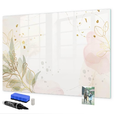 Pizarra borrable de cristal con imanes Un elegante tablero para presentar fotos.