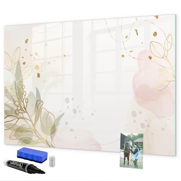 Pizarra borrable de cristal con imanes Un elegante tablero para presentar fotos.