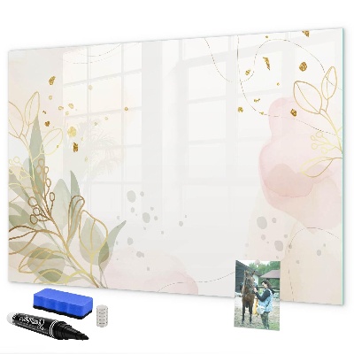 Pizarra borrable de cristal con imanes Un elegante tablero para presentar fotos.
