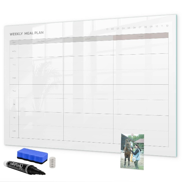 Pizarra magnética de pared con rotulador Plan de comidas para la semana