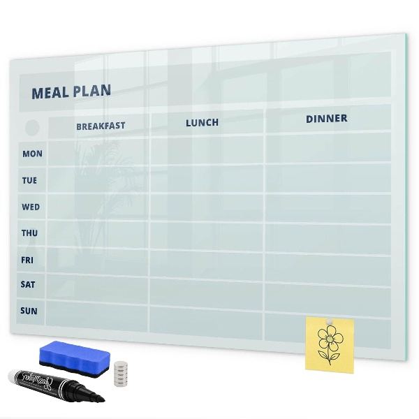 Pizarra borrable de cristal con imanes Plan de comidas con espacio para fotos