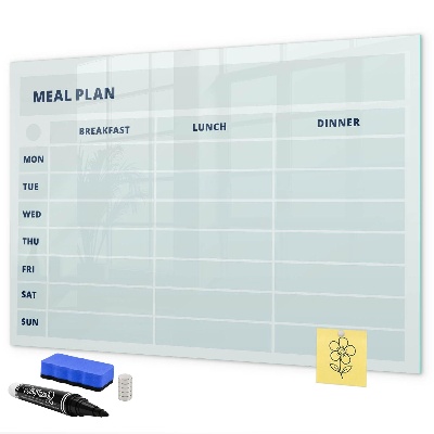 Pizarra borrable de cristal con imanes Plan de comidas con espacio para fotos