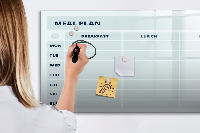 Pizarra borrable de cristal con imanes Plan de comidas con espacio para fotos