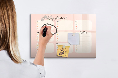 Pizarra magnética de pared con rotulador Planificador semanal con espacio para fotos