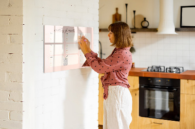 Pizarra magnética de pared con rotulador Planificador semanal con espacio para fotos