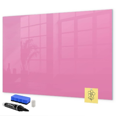 Pizarra borrable de cristal con imanes Tablero rosa para notas y fotos