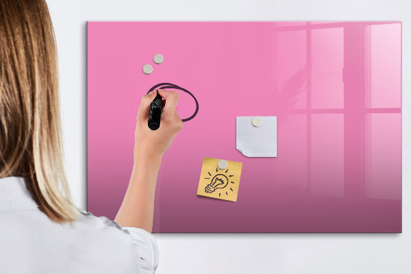 Pizarra borrable de cristal con imanes Tablero rosa para notas y fotos