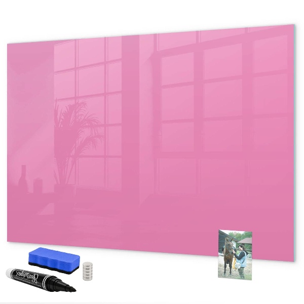 Pizarra borrable de cristal con imanes Tablero rosa para notas y fotos