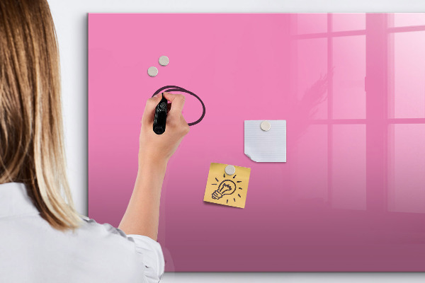 Pizarra borrable de cristal con imanes Tablero rosa para notas y fotos