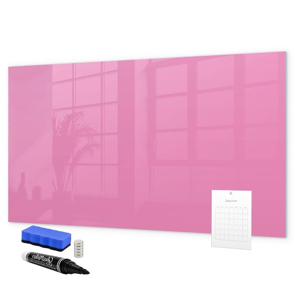 Pizarra borrable de cristal con imanes Tablero rosa para notas y fotos