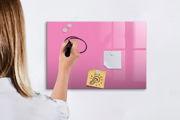 Pizarra borrable de cristal con imanes Tablero rosa para notas y fotos