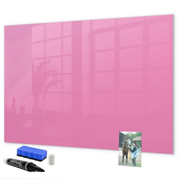 Pizarra borrable de cristal con imanes Tablero rosa para notas y fotos