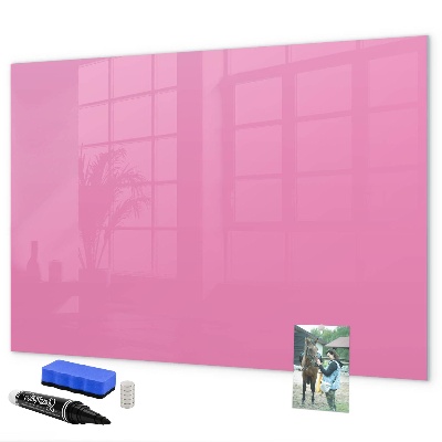 Pizarra borrable de cristal con imanes Tablero rosa para notas y fotos