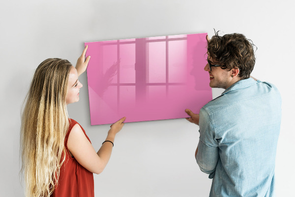 Pizarra borrable de cristal con imanes Tablero rosa para notas y fotos