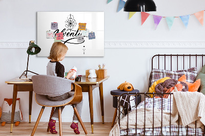 Pizarra magnética de pared con rotulador Tablero moderno para fotos y notas.