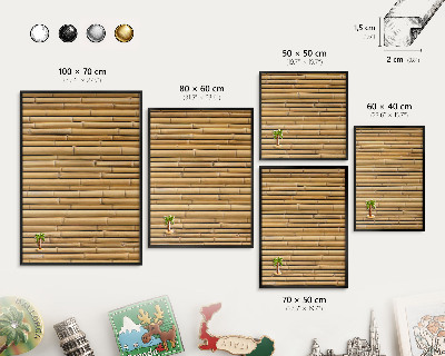 Pizarra magnética para colección de imanes con marco negro Patrón de bambú