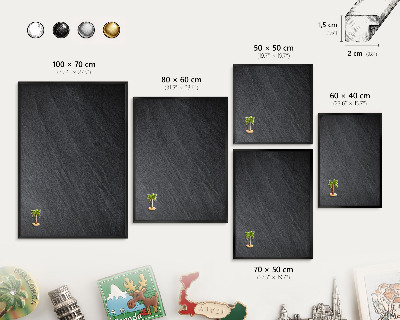 Pizarra magnética para colección de imanes con marco negro Textura gris