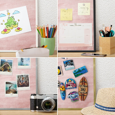 Pizarra magnética para colección de imanes con marco negro Textura rosa