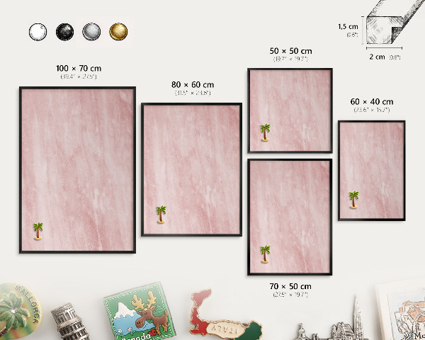 Pizarra magnética para colección de imanes con marco negro Textura rosa