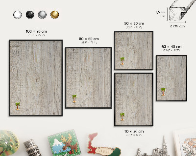 Pizarra magnética para colección de imanes con marco negro Textura de madera