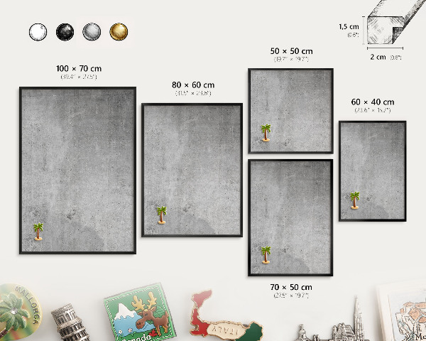 Tablero magnético impreso con marco en color negro Minimalismo concreto