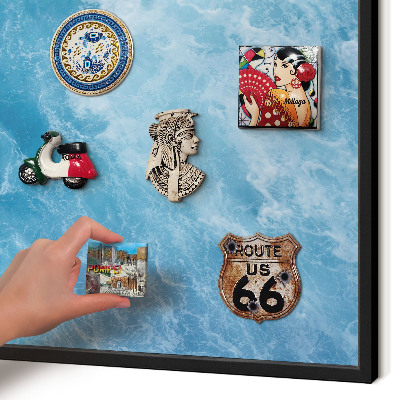 Pizarra magnética para colección de imanes con marco negro Olas del océano