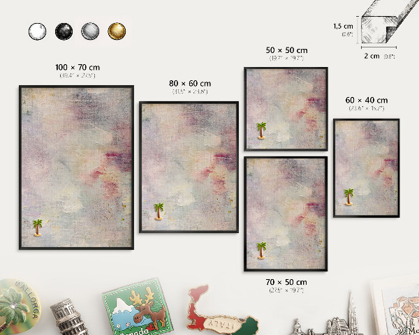 Pizarra magnética para colección de imanes con marco negro Abstracción en tonos pastel