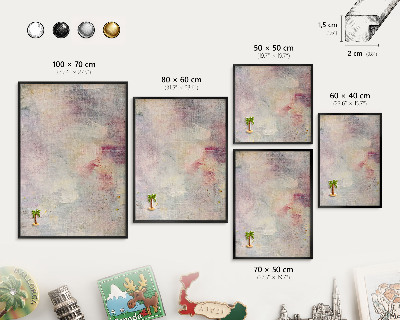 Pizarra magnética para colección de imanes con marco negro Abstracción en tonos pastel