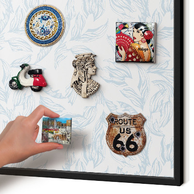 Pizarra magnética para colección de imanes con marco negro Tema claro