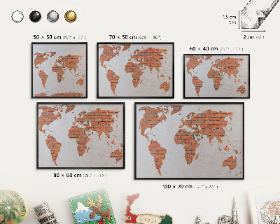 Tablero magnético impreso con marco en color negro Mapa de ladrillos