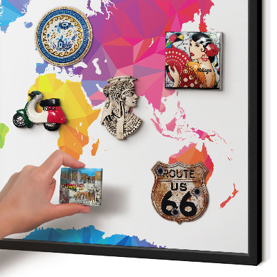 Pizarra magnética para colección de imanes con marco negro Mapa de colores