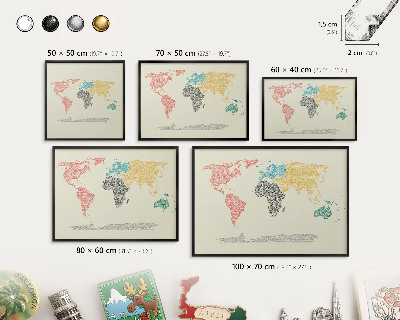 Pizarra magnética para colección de imanes con marco negro Mapa del mundo