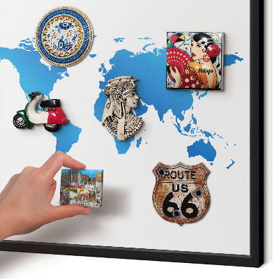 Pizarra magnética para colección de imanes con marco negro Mapa del mundo