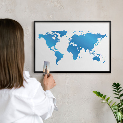 Pizarra magnética para colección de imanes con marco negro Mapa del mundo