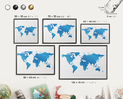 Pizarra magnética para colección de imanes con marco negro Mapa del mundo