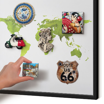 Pizarra magnética para colección de imanes con marco negro Mapa verde