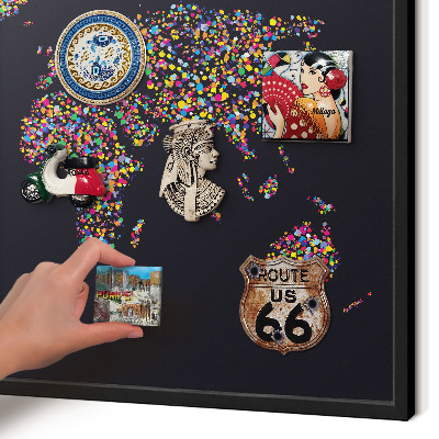 Pizarra magnética para colección de imanes con marco negro Mapa de colores
