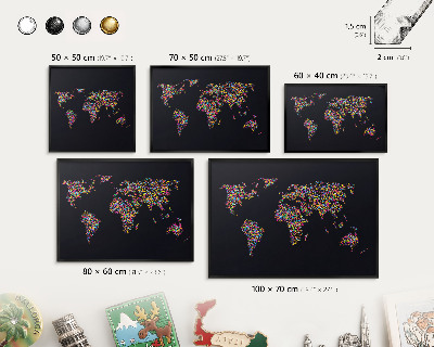 Pizarra magnética para colección de imanes con marco negro Mapa de colores