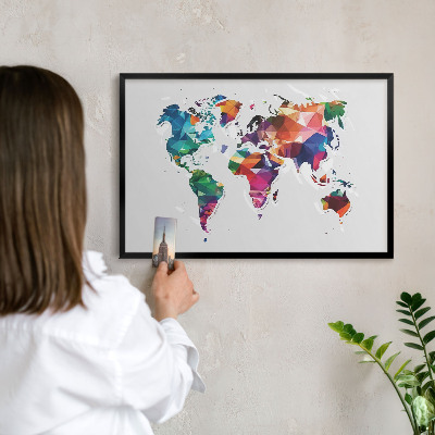 Pizarra magnética para colección de imanes con marco negro Mapa del mundo
