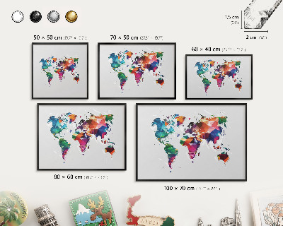 Pizarra magnética para colección de imanes con marco negro Mapa del mundo