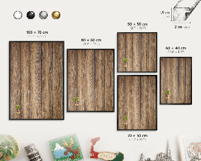 Pizarra magnética para colección de imanes con marco negro Textura de madera