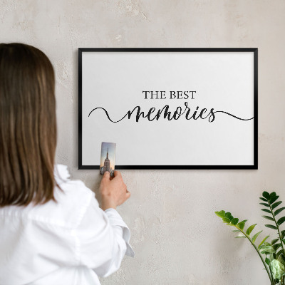 Pizarra magnética para colección de imanes con marco negro Recuerdos inspiradores